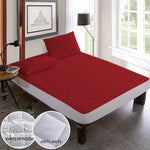Premium Quilted Waterproof Mattress Protector – Double Bed (RED Maroon)