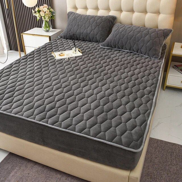 Premium Quilted Waterproof Mattress Protector – Double Bed (Dark Grey)