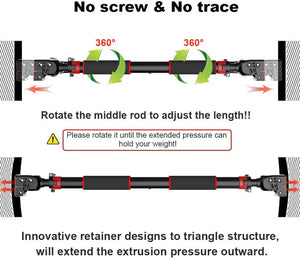 Adjustable No-Screw Pull-Up Bar (200KG Capacity)
