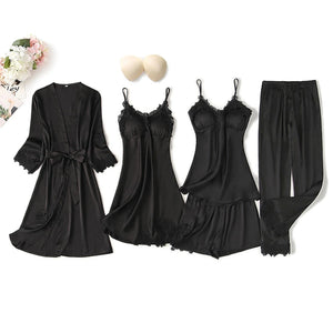 Turkish 6-Piece Satin Nightgown Set for Women